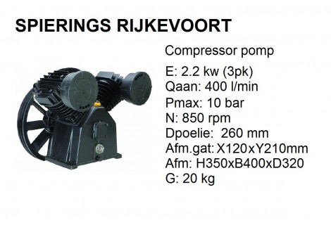 pomp 2 cil 400L/min compressor.