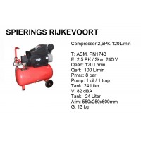 Compressor 2,5pk 120L/min 230v