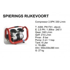 Compressor 2,5pk 240L/min 230v Olievrij Silent