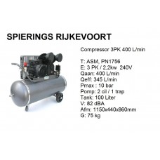 Compressor 3pk 400L/min 230V