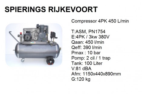 Compressor 4pk 450L/min 380V Industrie