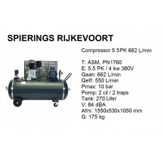 Compressor 5,5pk 650L/min 380V Industrie 