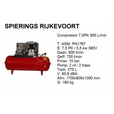 Compressor 7,5pk 900L/min 380v