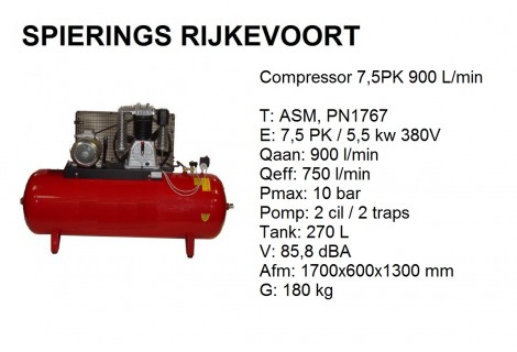 Compressor 7,5pk 900L/min 380v