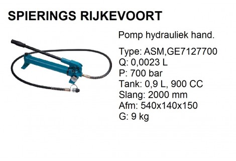 pomp hydr. 0,9L 700bar 