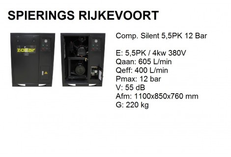 Compressor 5,5pk 12bar silent 