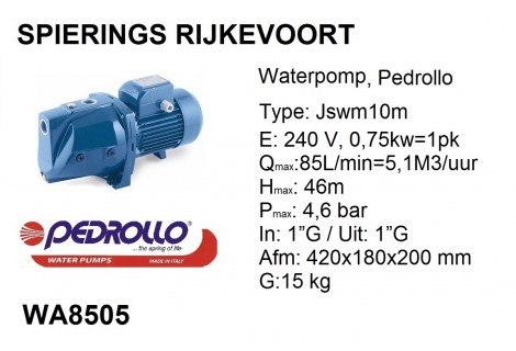 pomp water 1pk 240v pedrollo JSWM 2C (10M)