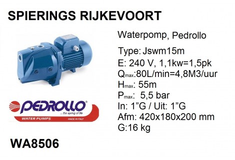 Waterpomp 1,5pk 240v pedrollo JSWM 2a (15m)