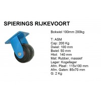 Bokwiel 100mm 200kg rubber