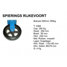 Bokwiel 200mm 350kg rubber