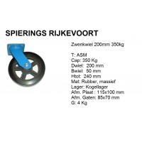 Zwenkwiel 200mm 350kg rubber