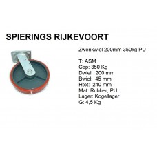 Zwenkwiel 200mm 350kg pu