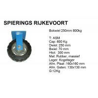 Bokwiel 250mm 800kg rubber