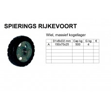 Wiel 150mm 500kg rubber