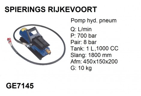 pomp hydr. 1L 700bar pneum.