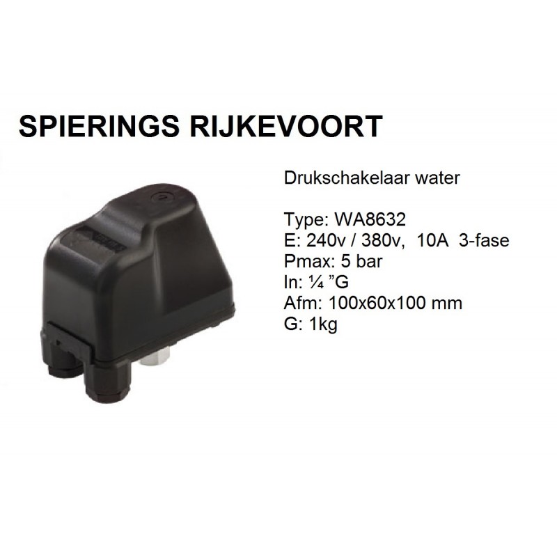 Skim werkelijk textuur Schakelaar waterpomp 240v en 380v 3 fase - A.D.R. Spierings