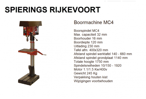 Boormachine MC4 380v Industrie