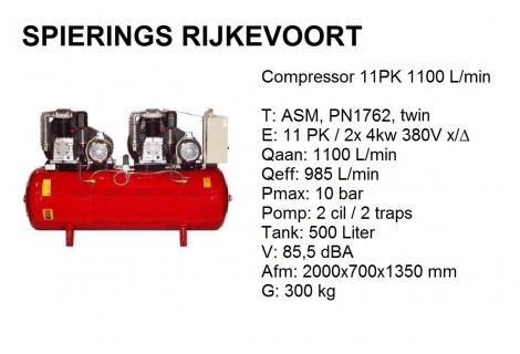 Compressor 11pk 1100L/min 380v 