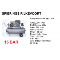 Compressor 4pk 380L/min 380v 15bar