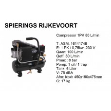 Compressor 1pk 80L/min 230v Compact