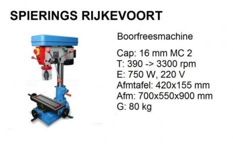 Boorfreesmachine MC2 230v met kruistafel 