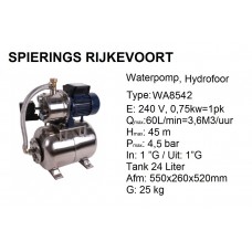 pomp water Hydrofoor 1pk 240v RVS tank