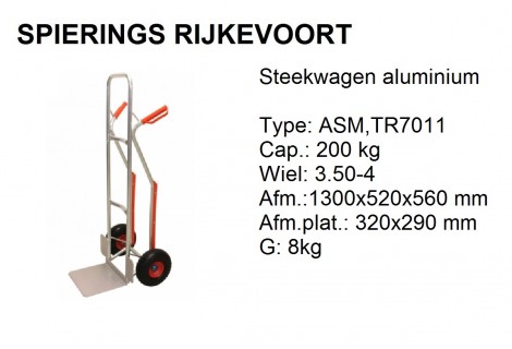 Steekwagen aluminium 200kg Anti-lek