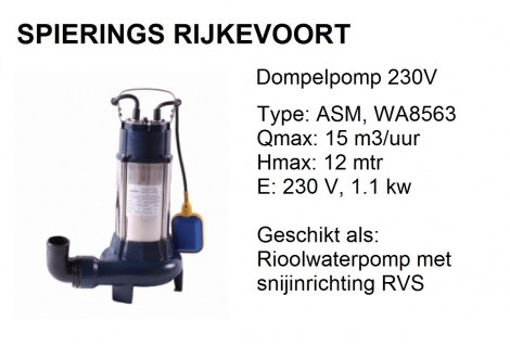 Dompelpomp 15m3/uur 230V Vuilwater