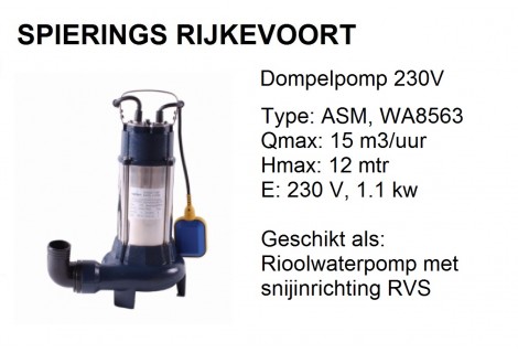 Dompelpomp 15m3/uur 230V Vuilwater