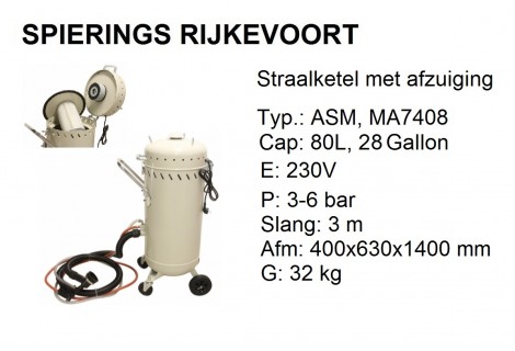 Straalketel 80L met afzuiging