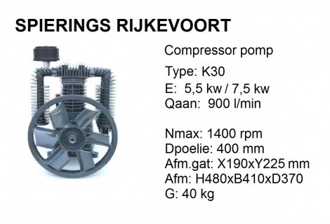 k30 Chinook Shamal 900L/min compressorpomp inc verzendkosten