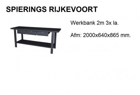 Werkbank 2m zwart 