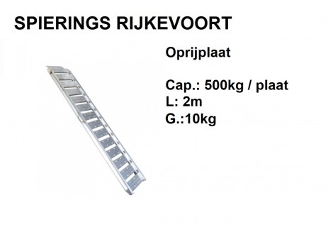 Oprijplaat 500kg 2m