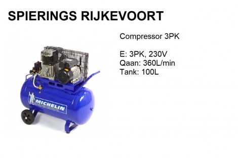 Compressor 3pk 250L/min 230V Michelin Alu