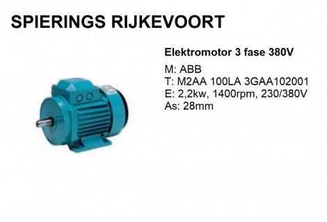 Elektromotor 2,2kw / 3pk 1400rpm 380v ABB