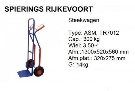 Steekwagen staal 300kg Anti-lek